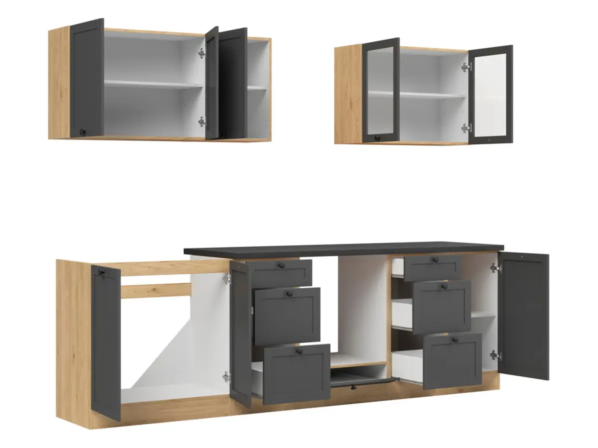 Conjunto de cocina Junona Line 260 cm grafito con encimera