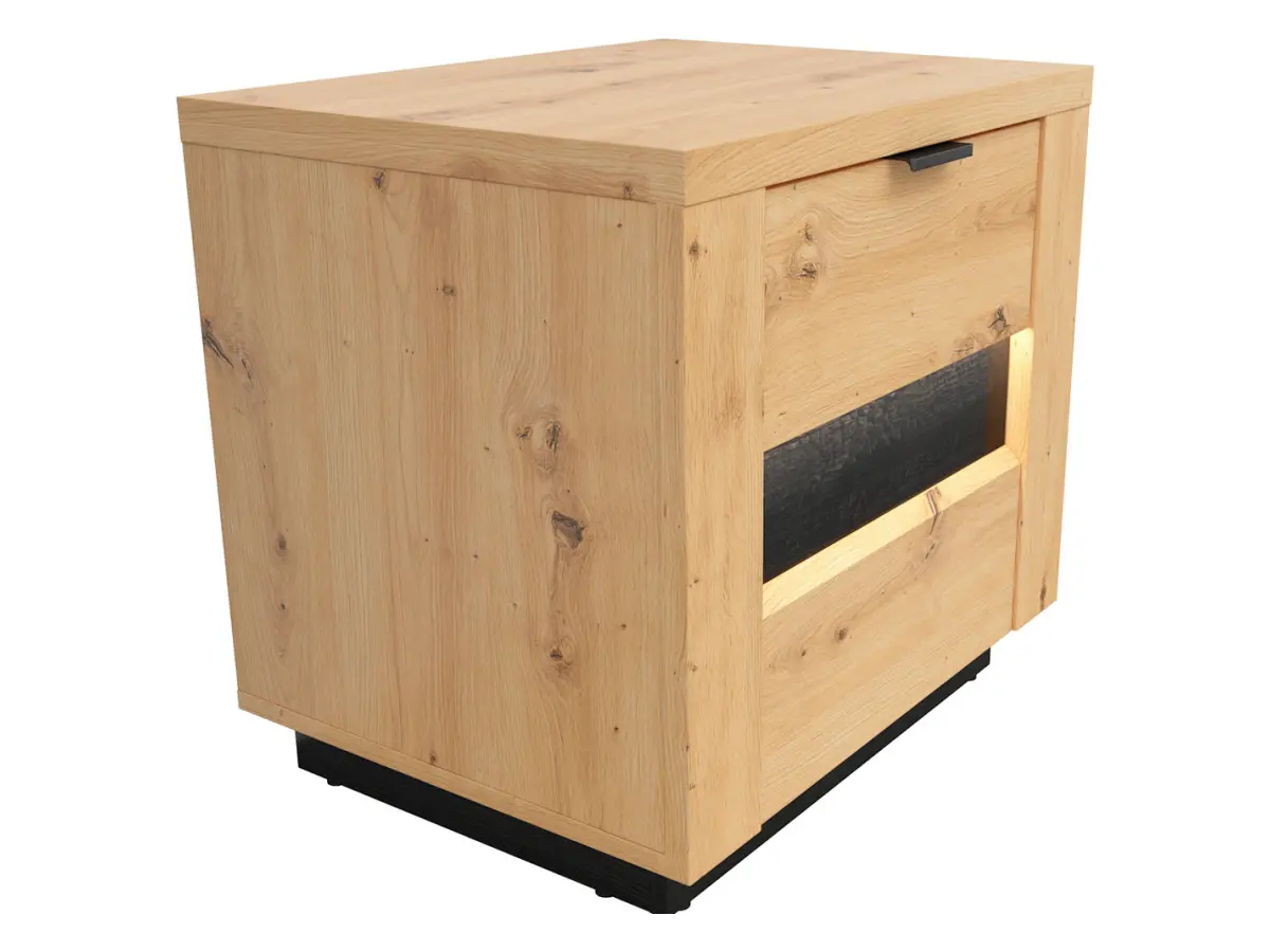 Mesita de noche Ostia 54 cm con cajones roble artisan/roble negro