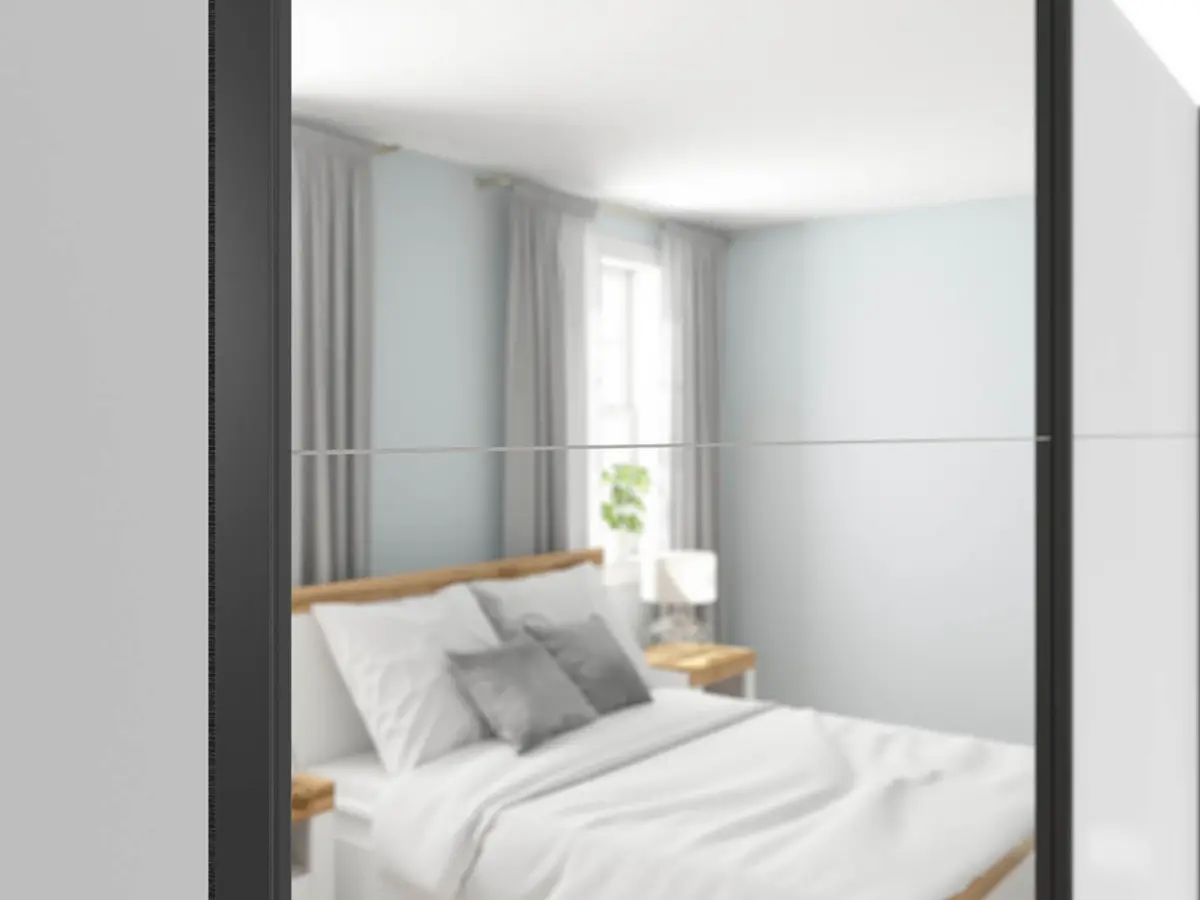 Armario de puertas correderas Tetrix 220 cm con espejo blanco brillo