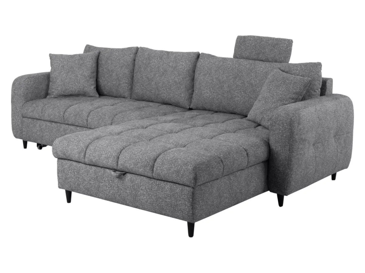 Sofá rinconera universal Twist New desplegable con arcón gris