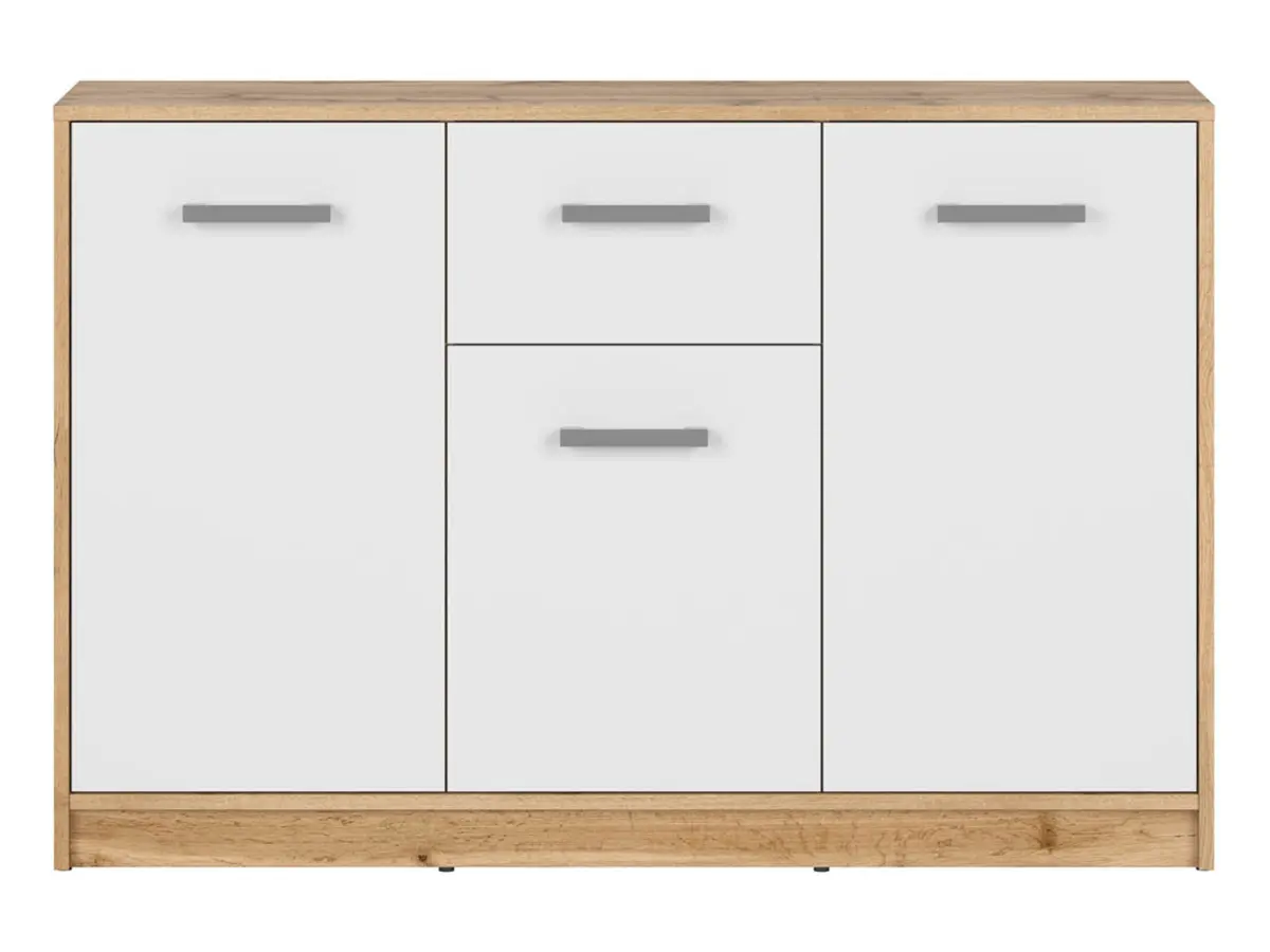 Cómoda Matos 119 cm con 3 puertas y un cajón roble wotan/blanco