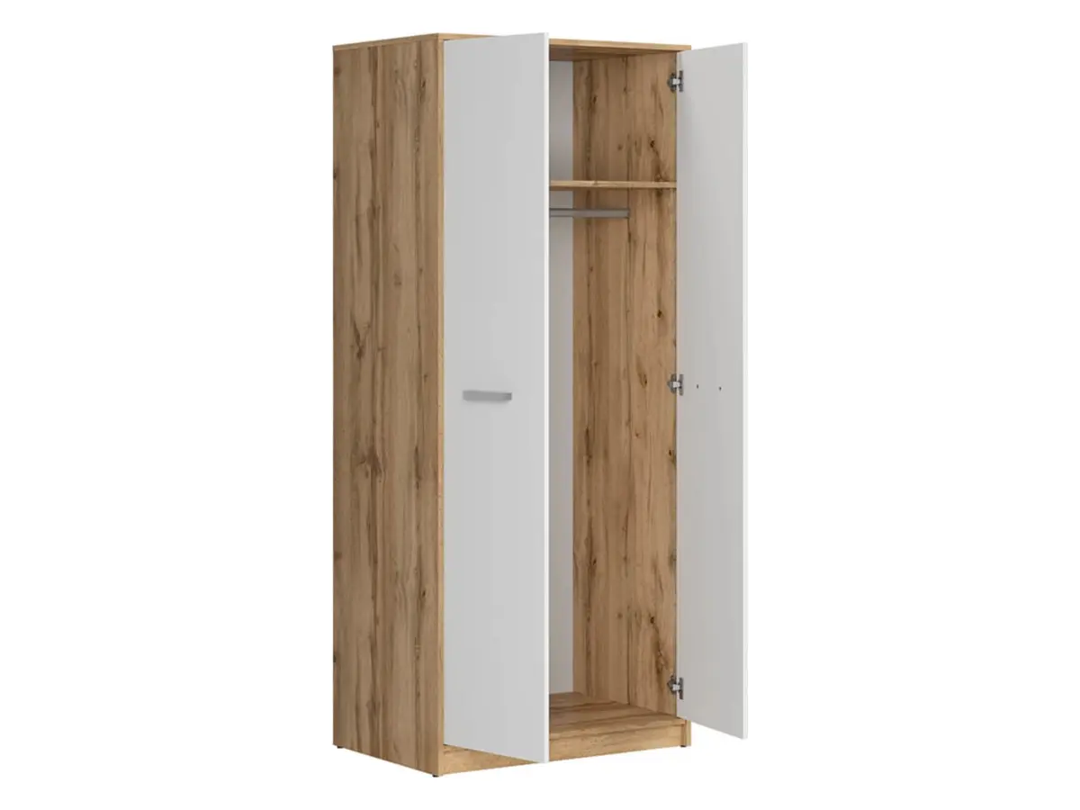 Armario de dos puertas Matos 80 cm roble wotan/blanco