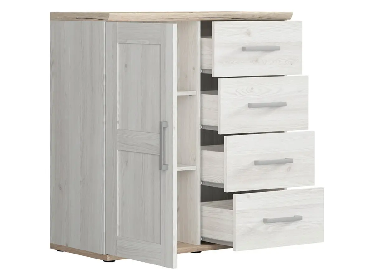 Cómoda Romance 93 cm con puertas y 4 cajones alerce sibiu claro