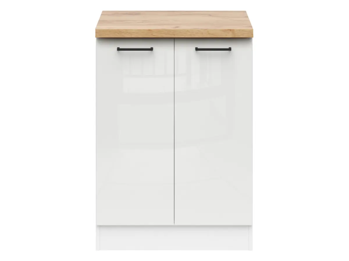 Mueble de cocina inferior Junona Line 60 cm brillo tiza con encimera