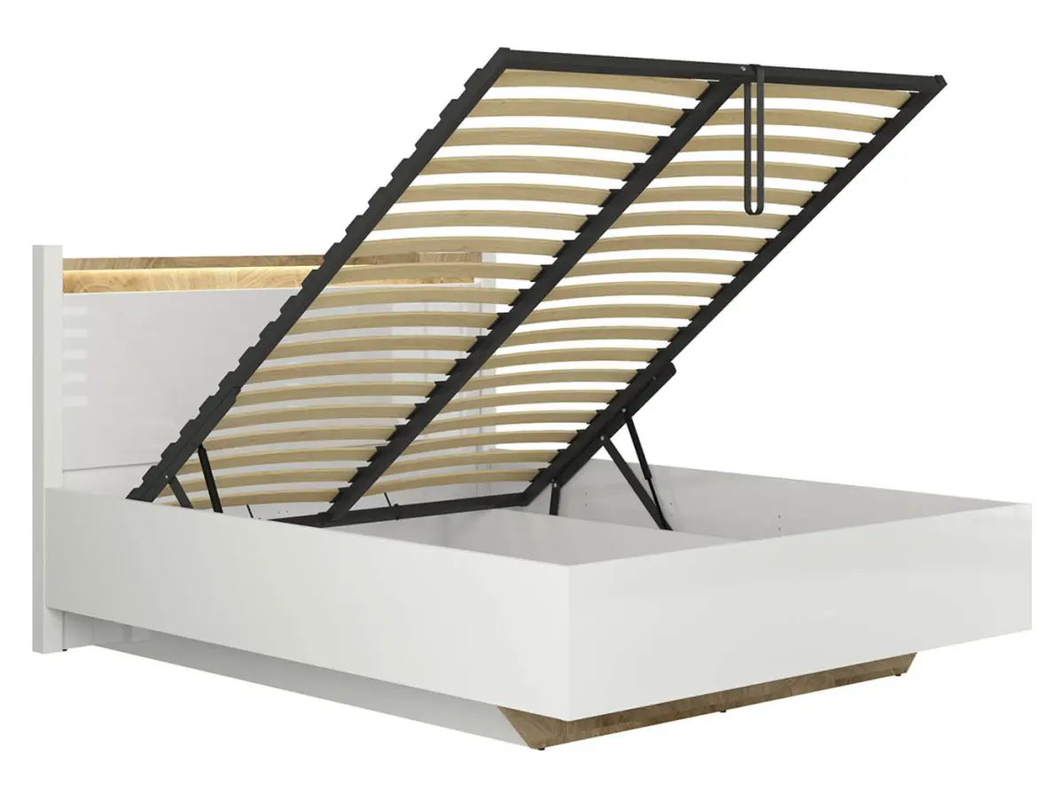 Conjunto de cama Alameda blanco brillo con somier y colchón Ceres AV 160x200