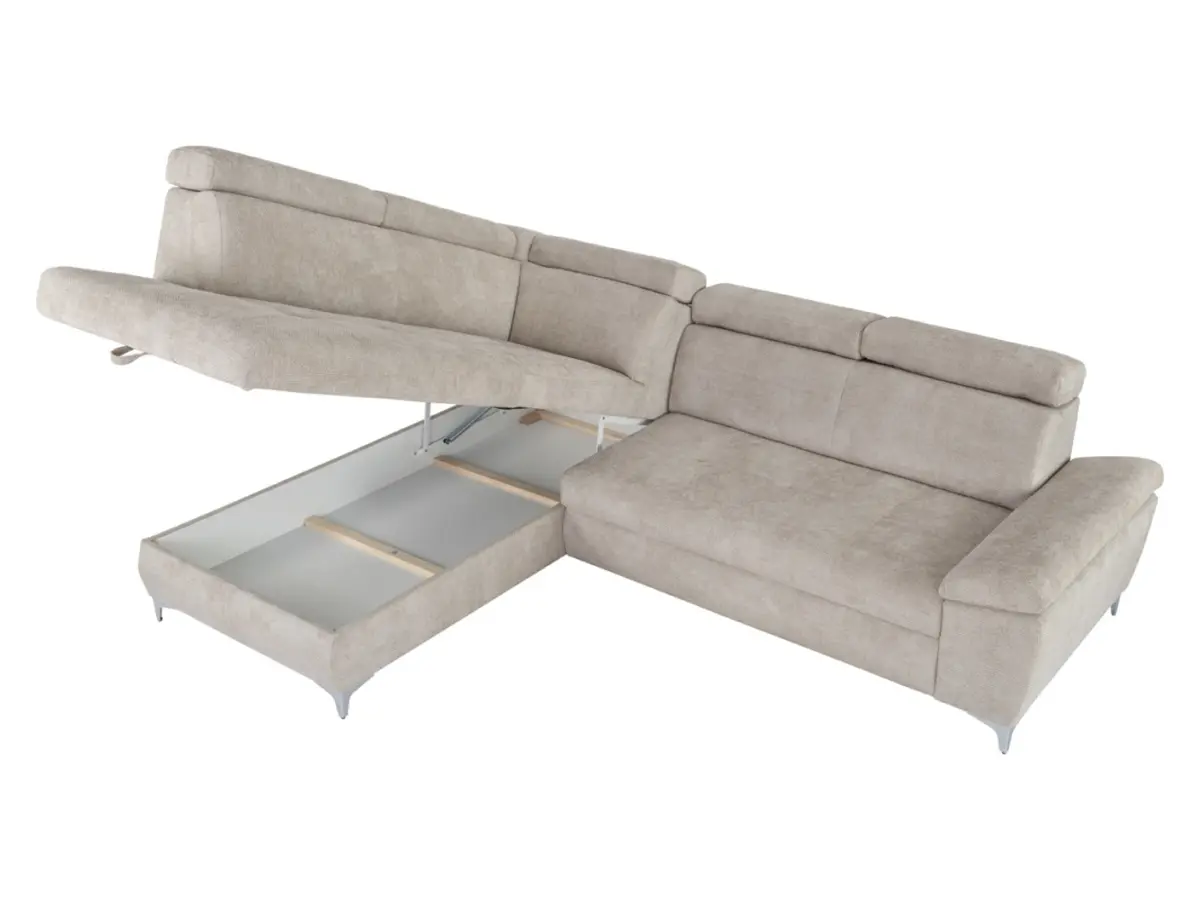 Sofá rinconera izquierdo Raul convertible con arcón beige