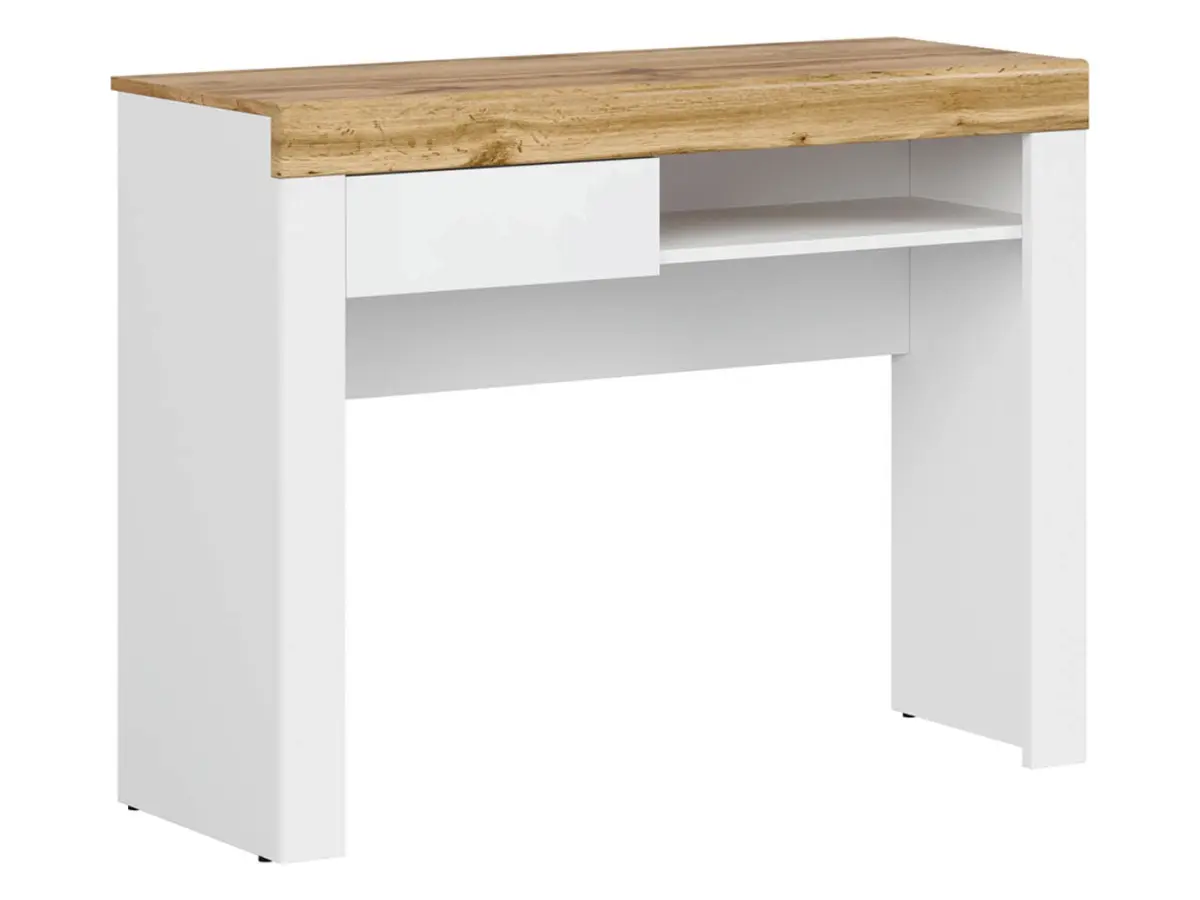 Tocador Holten 106 cm con cajón y estante blanco brillo