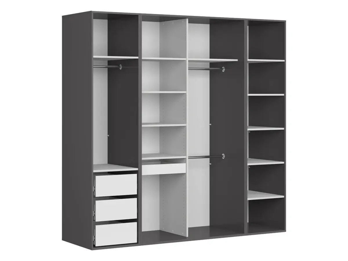 Armario modular Flex 220 cm corredero grafito/negro brillo