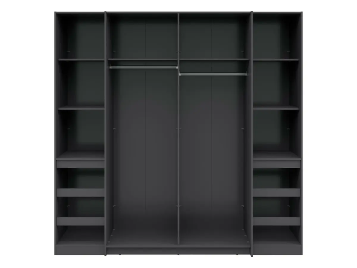 Armario de puertas correderas Fabio 215 cm con cajones grafito/roble artisan