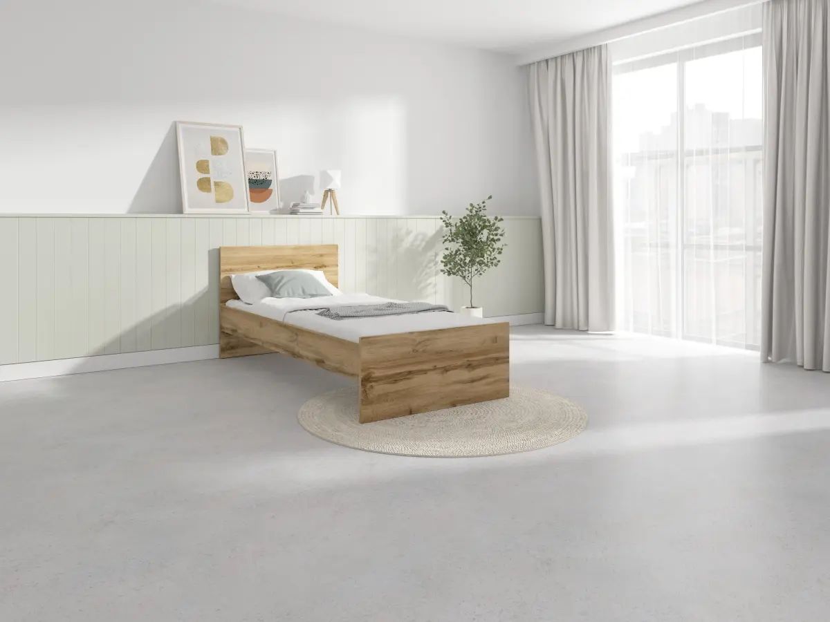 Cama Zele 90x200 roble wotan