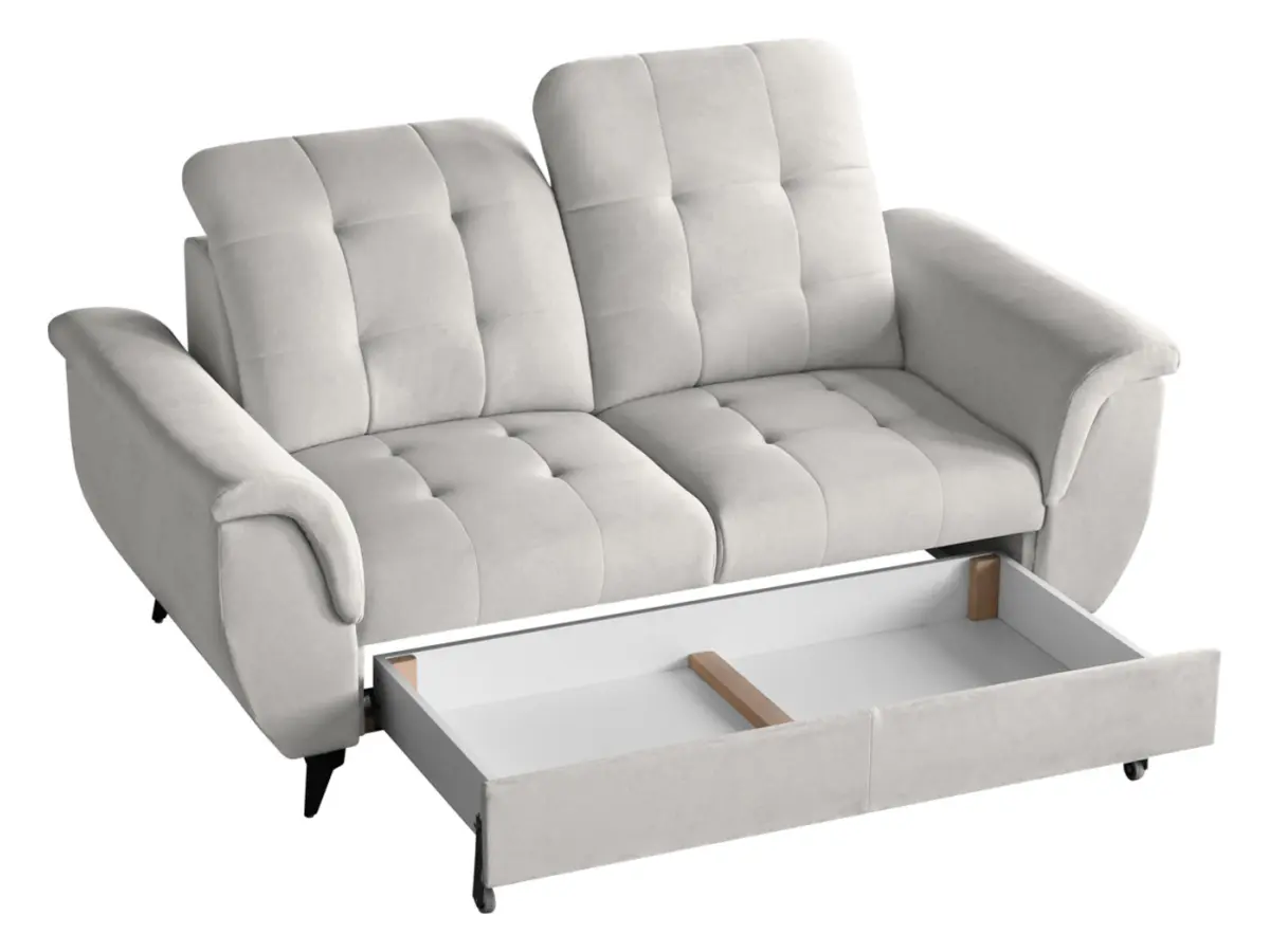 Two-seater sofa Doria with storage velvet cream