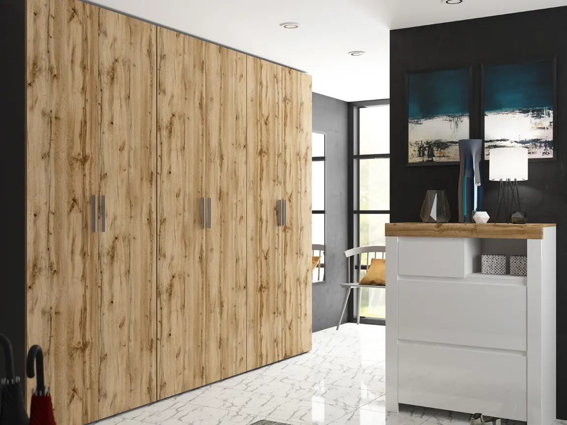 Armario de dos puertas Flex 100 cm grafito/roble artisan