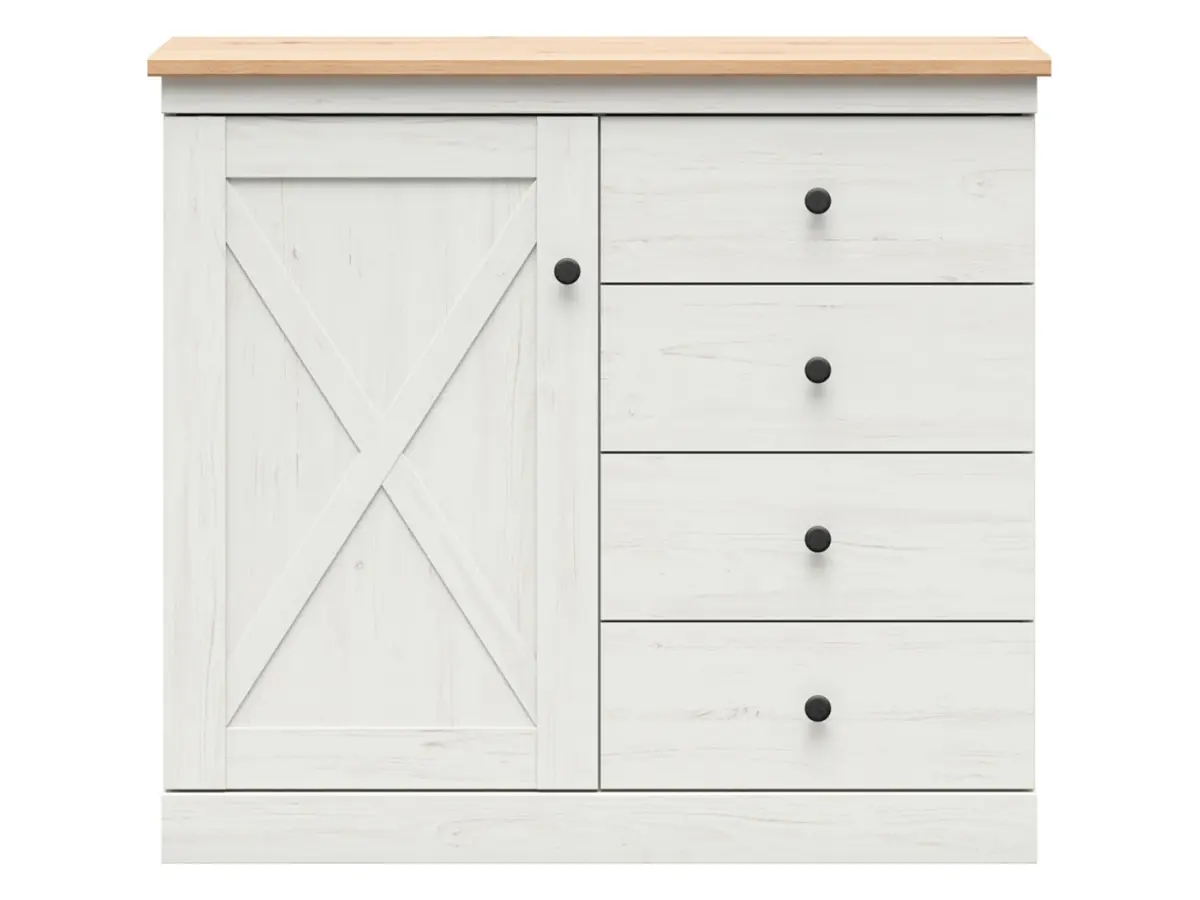 Cómoda Frija 103 cm con puertas y 4 cajones pino andersen blanco