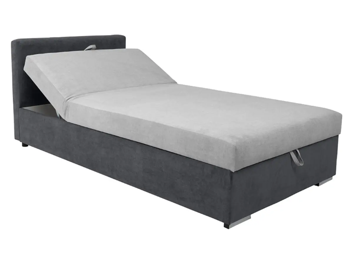 Sofá cama Rico con contenedor y respaldo ajustable gris