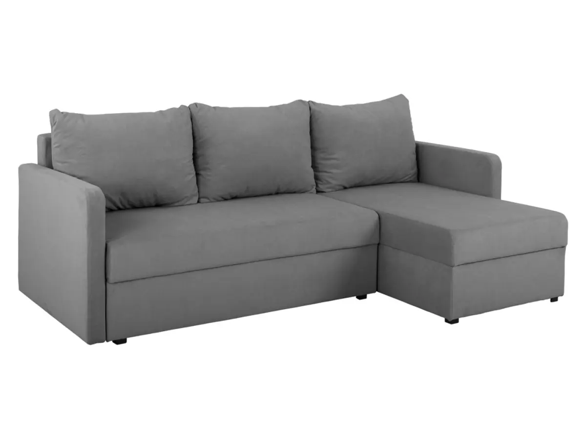 Кутовий диван універсальний Imros розкладний з нішою сірий