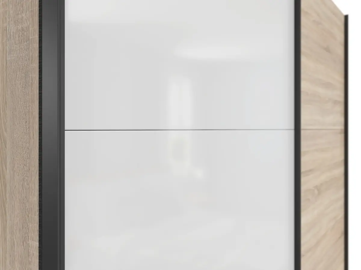 Armario de puertas correderas Tetrix 183 cm roble sonoma/blanco brillo