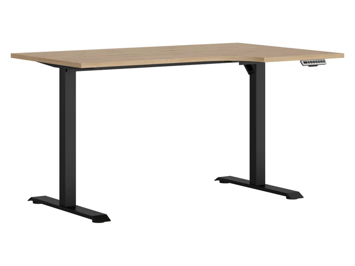 Escritorio de esquina con regulación eléctrica Space Office 140 cm derecho roble artisan