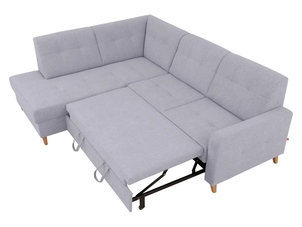 Sofá rinconera izquierdo Lars convertible con arcón gris