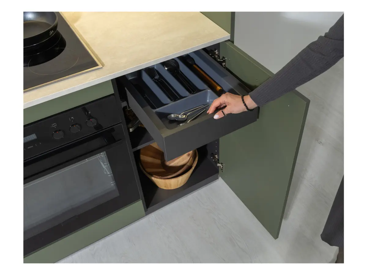 Conjunto de cocina Milino Small 210 cm verde con encimera