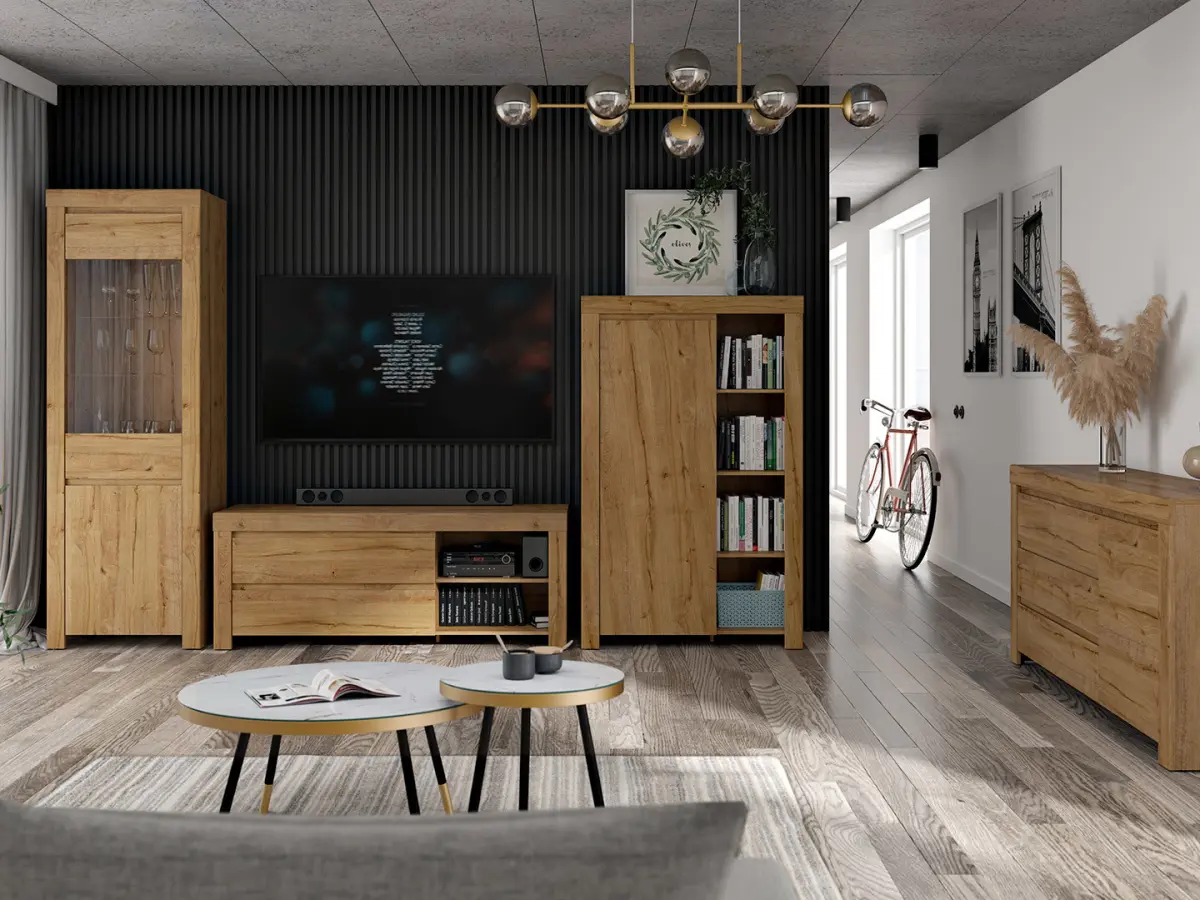 Vitrina Holten 68 cm con 2 puertas roble waterford