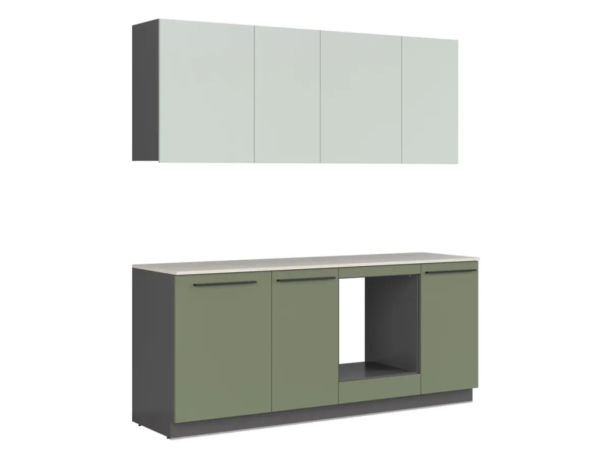 Conjunto de cocina Milino Small 210 cm verde con encimera
