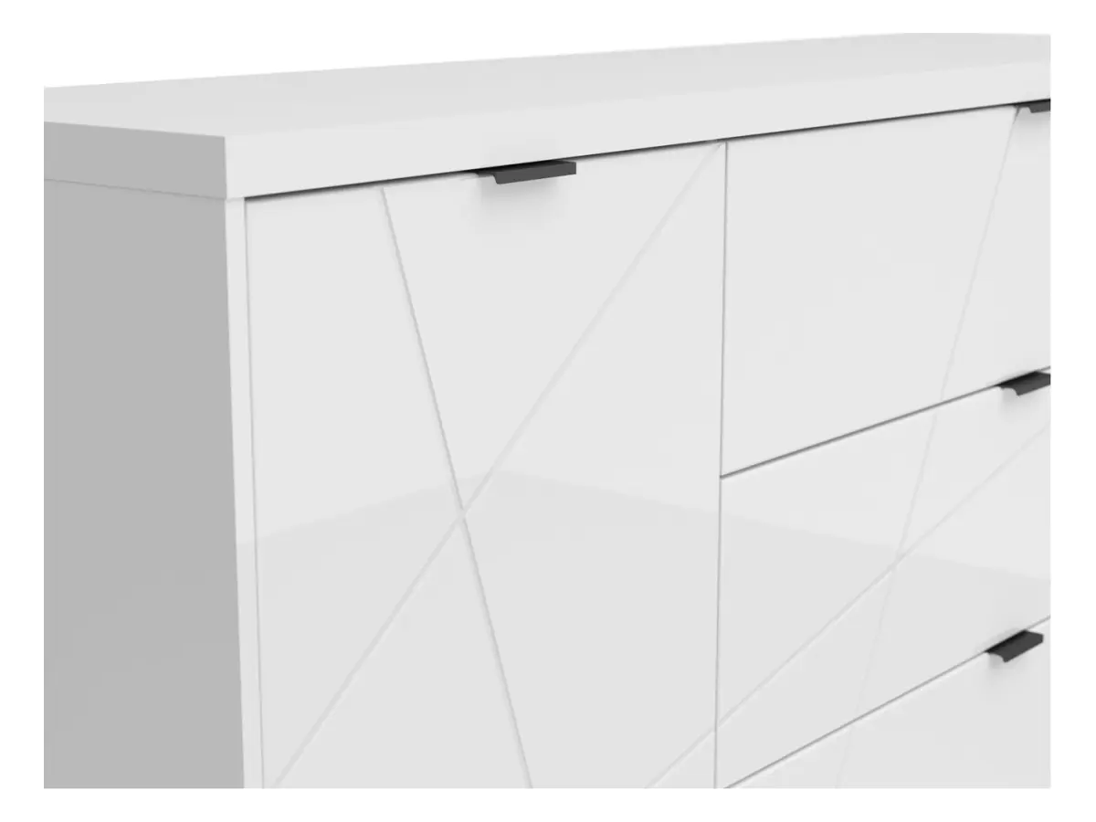Cómoda Forn 156 cm con puertas y 3 cajones blanco brillo