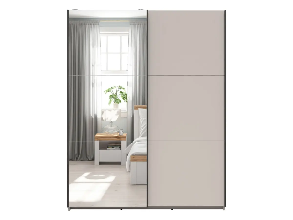 Armario de puertas correderas Tetrix 153 cm con espejo cachemira