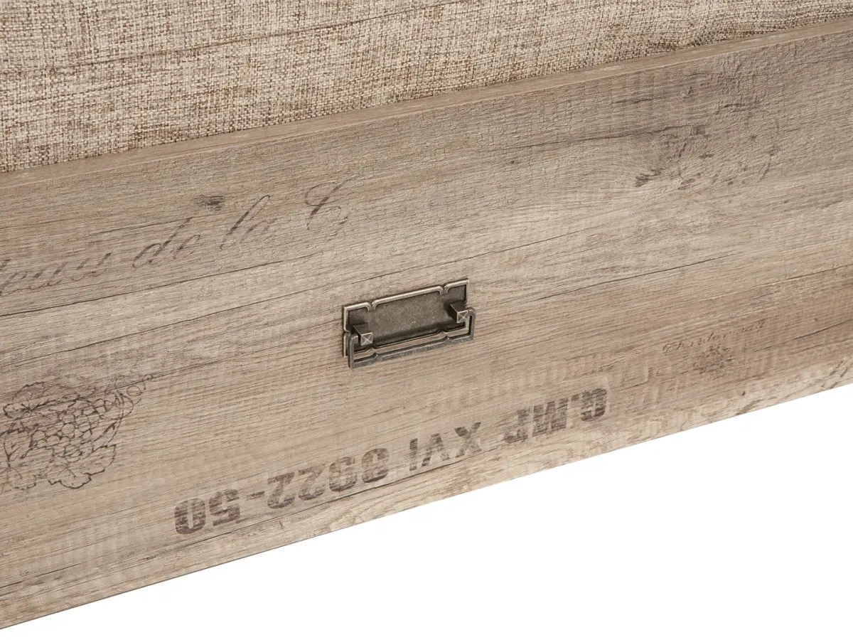 Cama extensible Malcolm 80-160x200 roble canyon monument con contenedor colchón y cojines beige