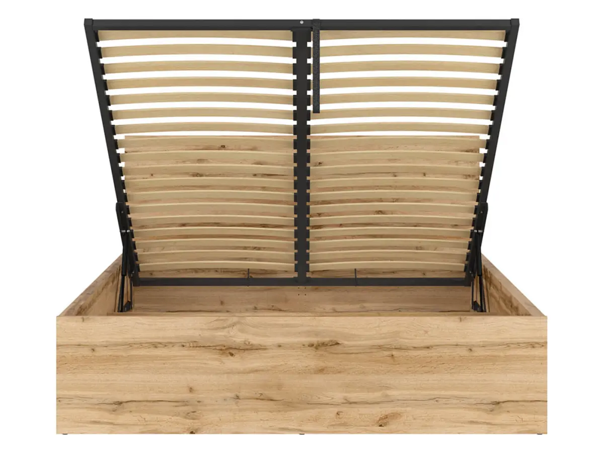Łóżko Tetrix 160x200 ze stelażem i pojemnikiem dąb wotan