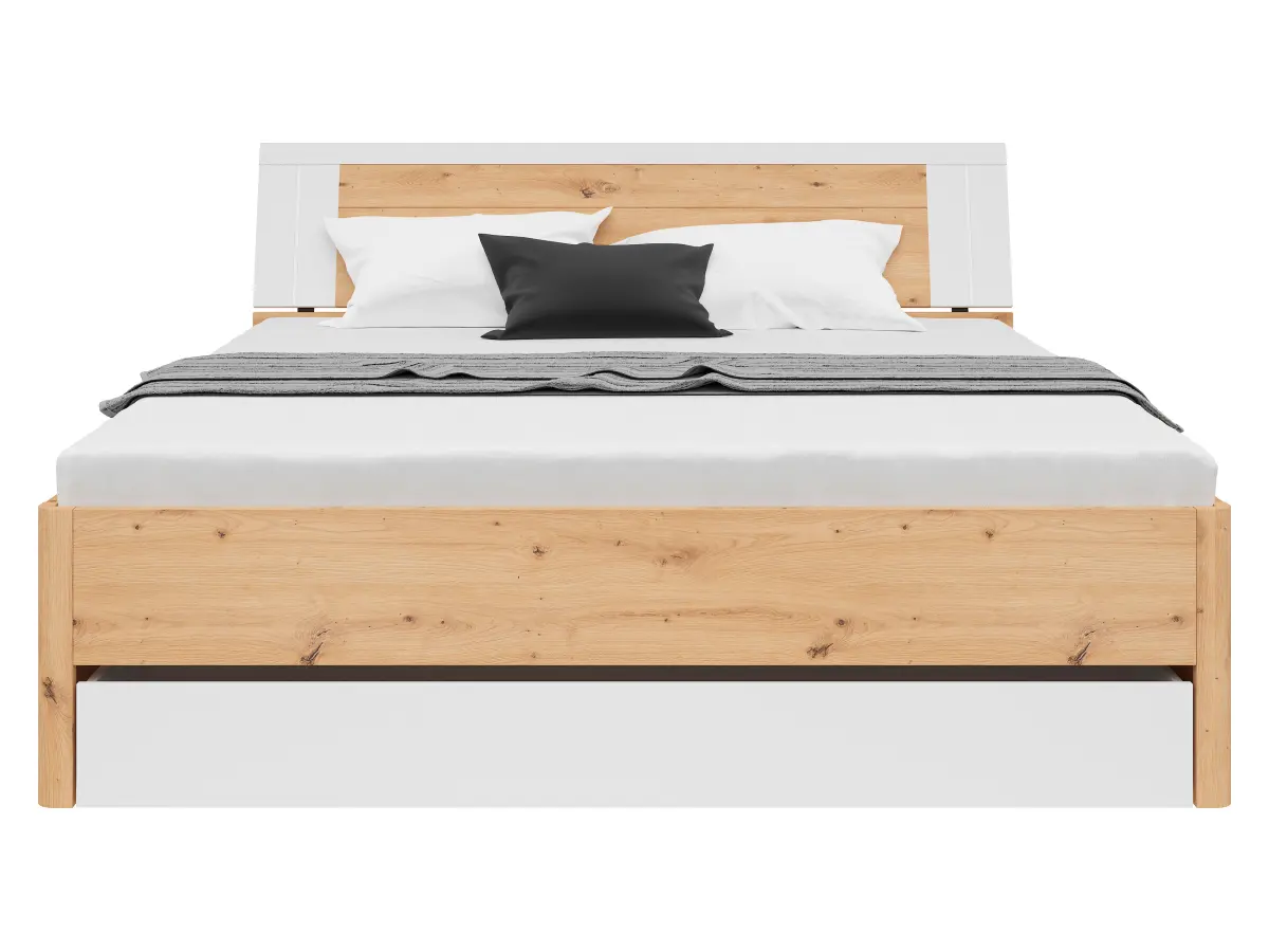 Cama Saturn 180x200 con 3 cajones roble artisan/blanco