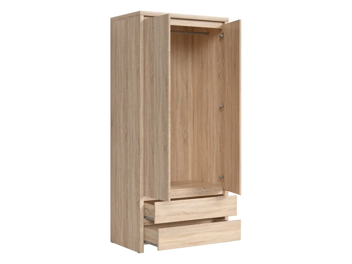 Armario de dos puertas Kaspian 90 cm con cajones roble sonoma