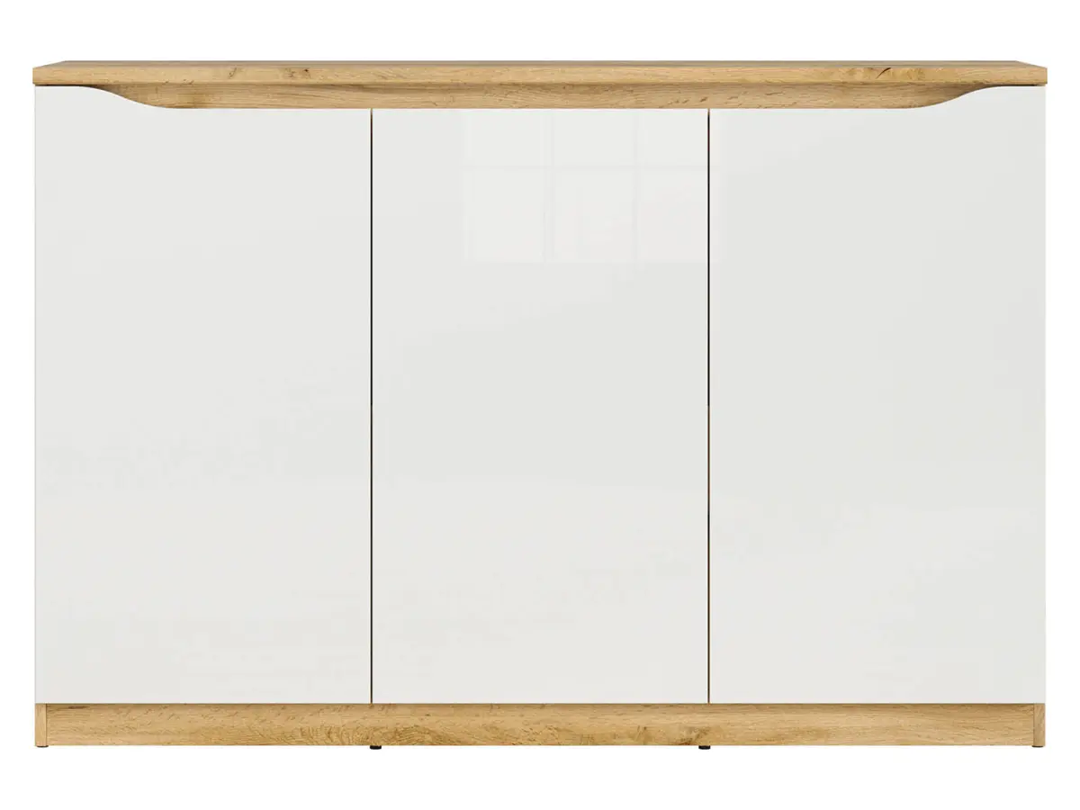 Aparador Nuis 135 cm de tres puertas roble wotan/blanco brillo