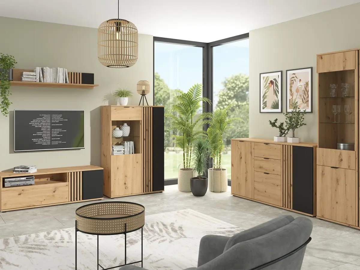 Vitrina Vabres 90 cm con 2 puertas roble artisan lamas