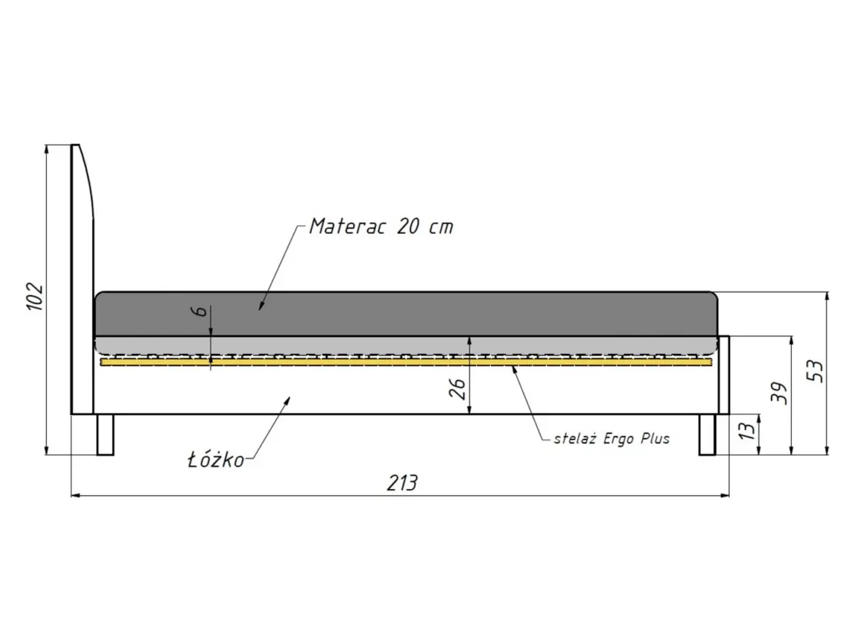 Ліжко м'яке Mala сіре 140x200