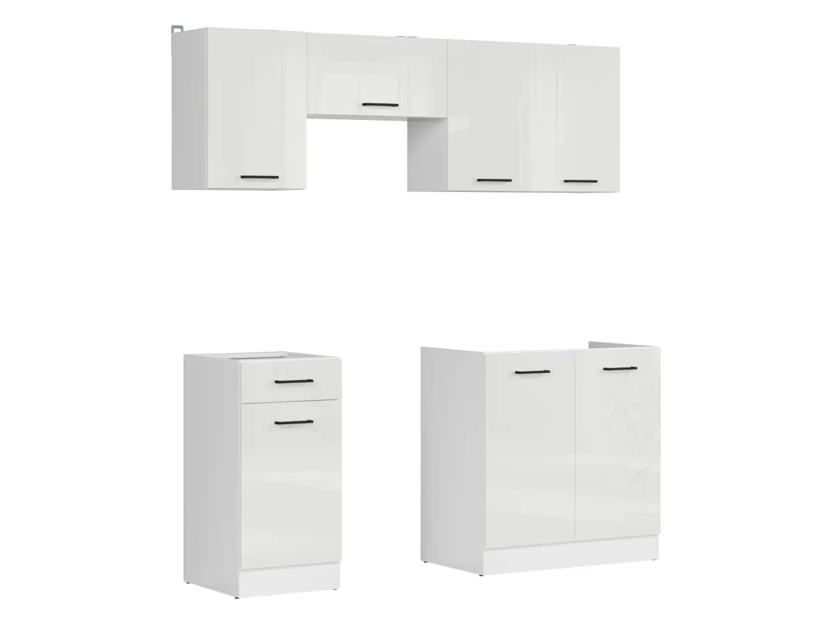 Кухонный комплект Junona Line 180 см меловой глянец без столешницы