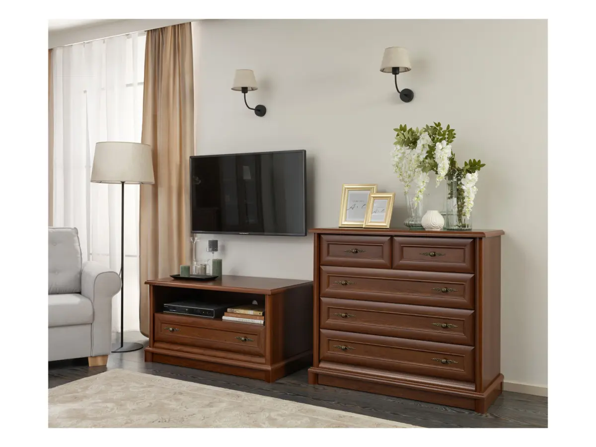 Mueble RTV Kent 101 cm con cajón y estante castaño