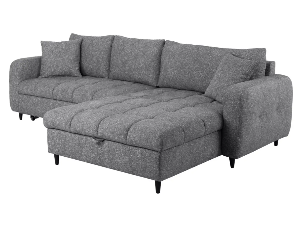 Sofá rinconera universal Twist New desplegable con arcón gris