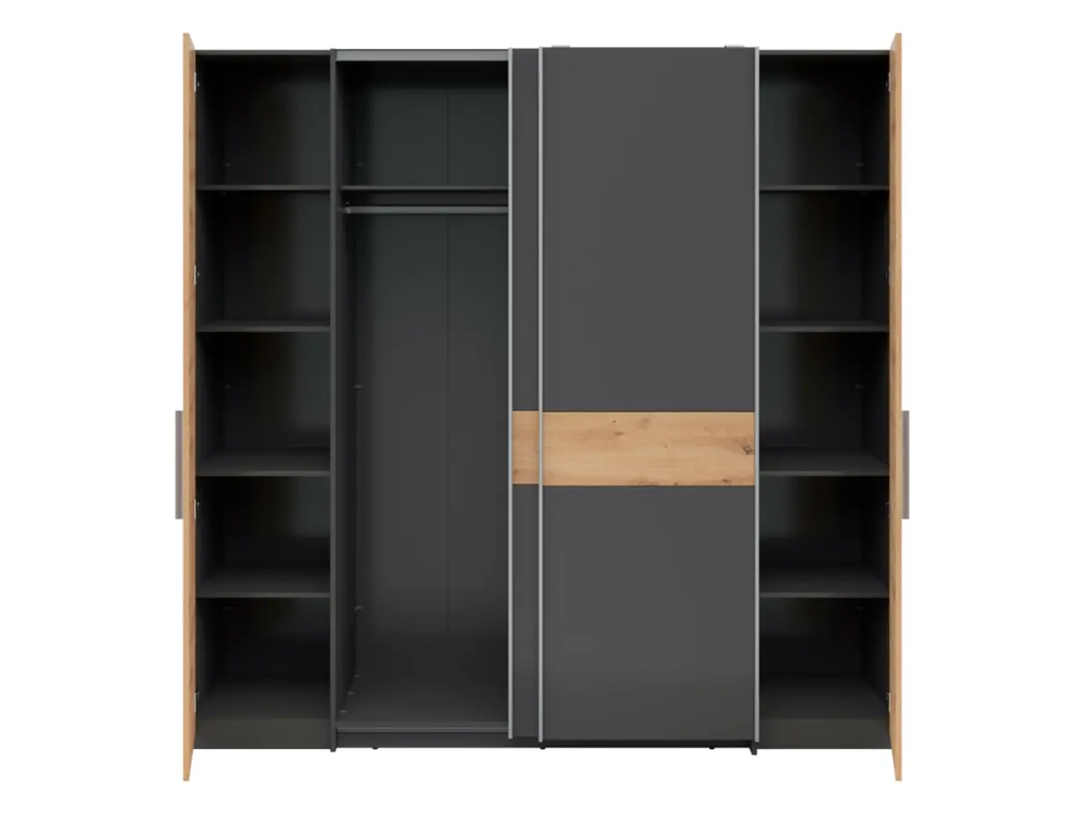 Armario de puertas correderas Fabio 215 cm grafito/roble artisan