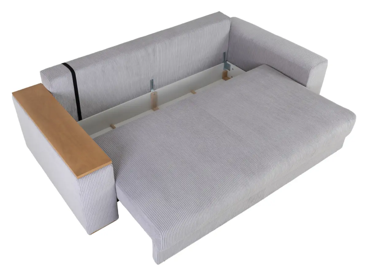 Sofá de tres plazas Peter cama con arcón de pana gris