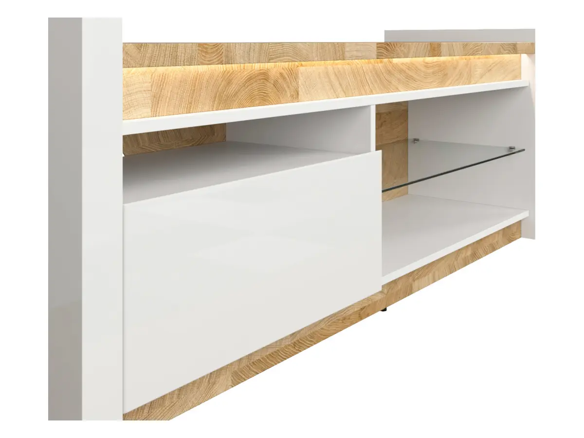 Mueble RTV Alameda 147 cm con cajón y estante blanco
