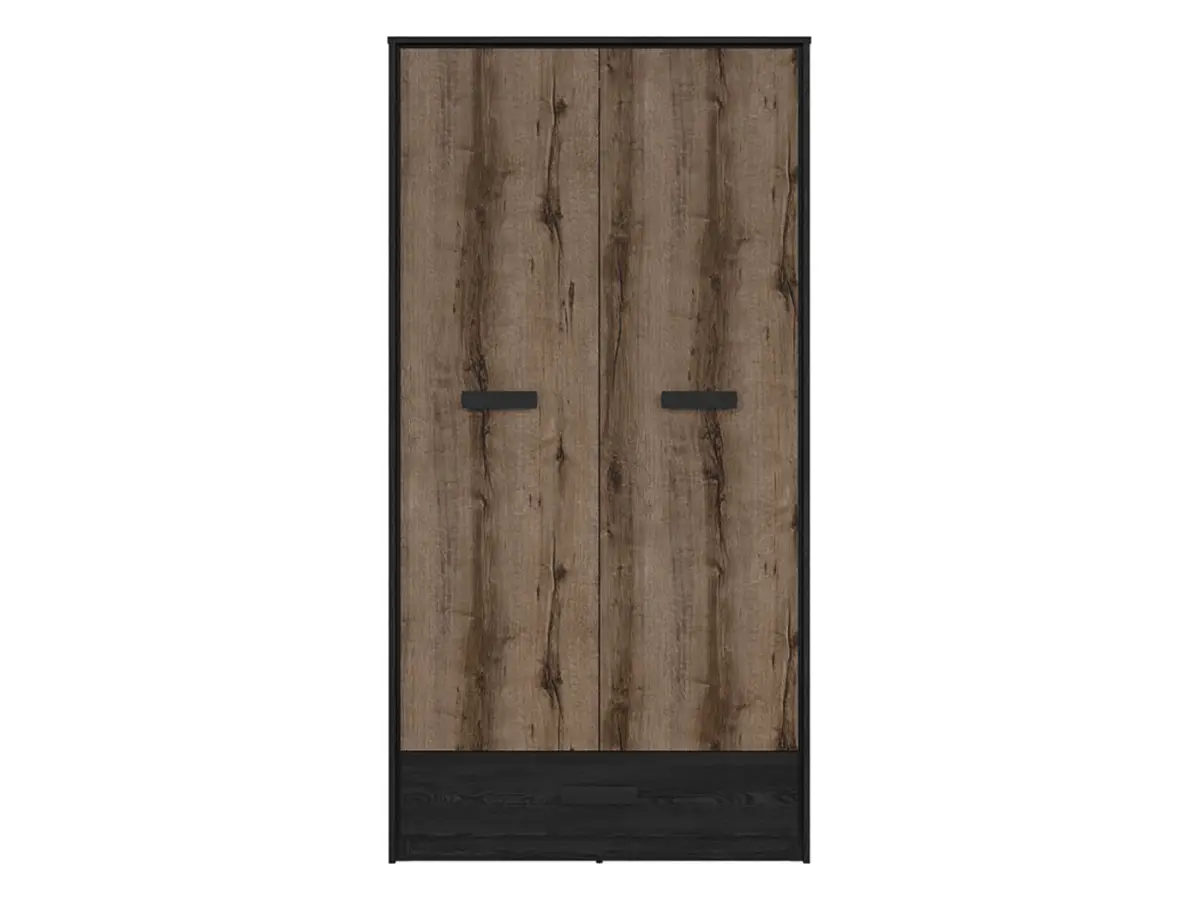 Armario de dos puertas Kassel 100 cm con cajón roble monastery/roble negro