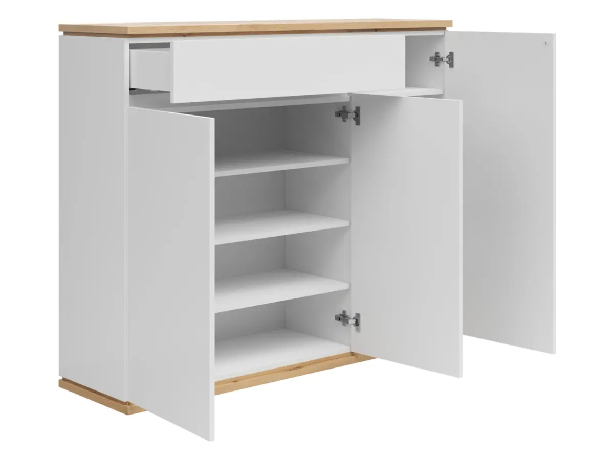 Cómoda Yamael 135 cm con 3 puertas y un cajón roble artisan/blanco