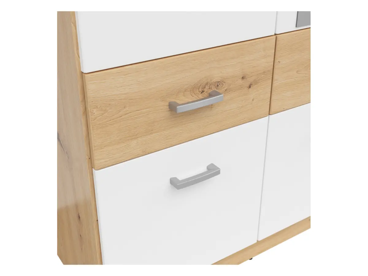 Armario de dos puertas Brando-2 91 cm con espejo y cajones roble artisan/blanco