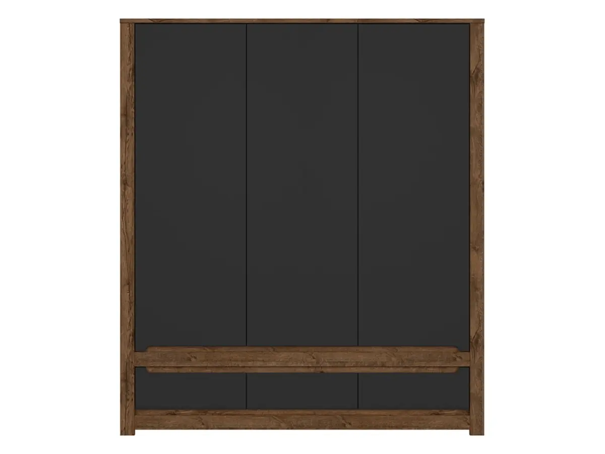Armario de tres puertas Ruso 178 cm con cajones roble april/negro mate