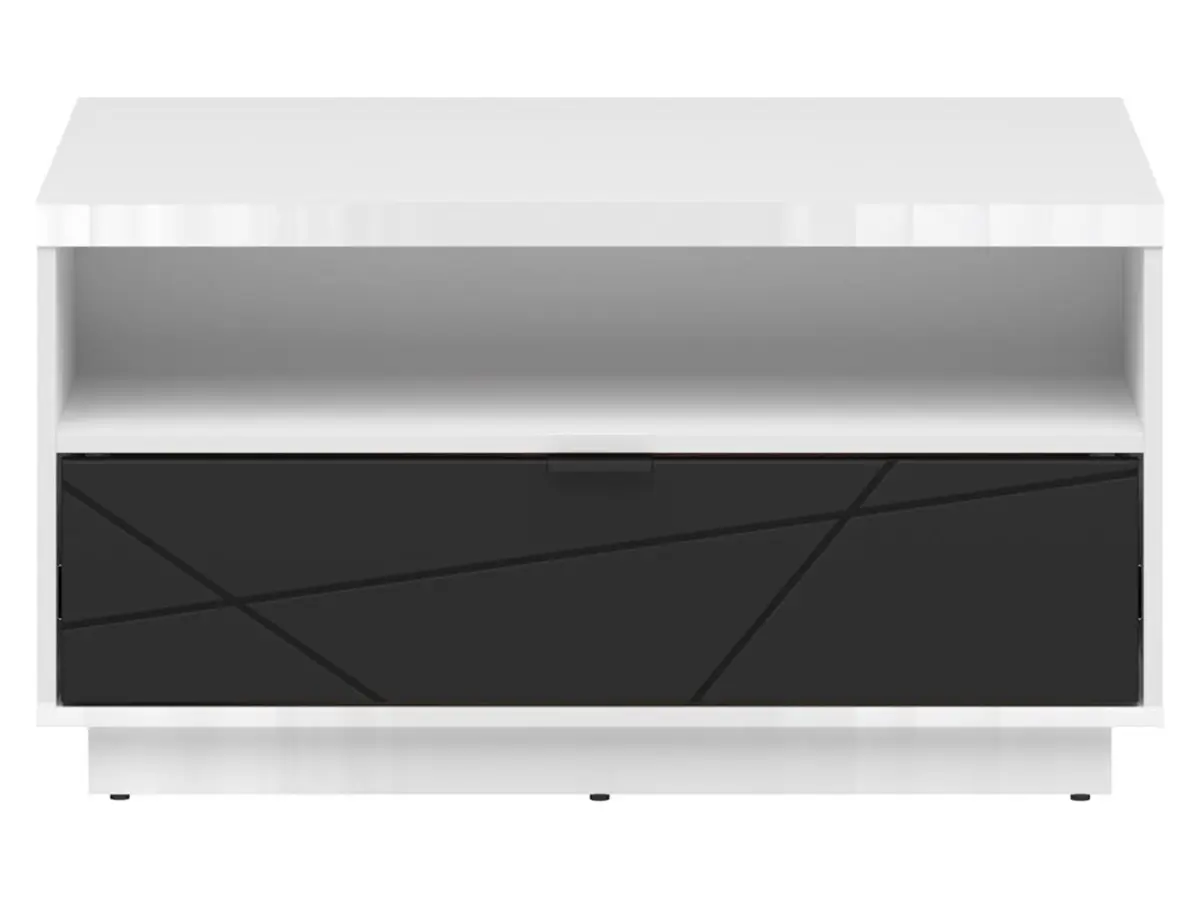 Coffee table Forn 90x60 with drawer white gloss/black matte