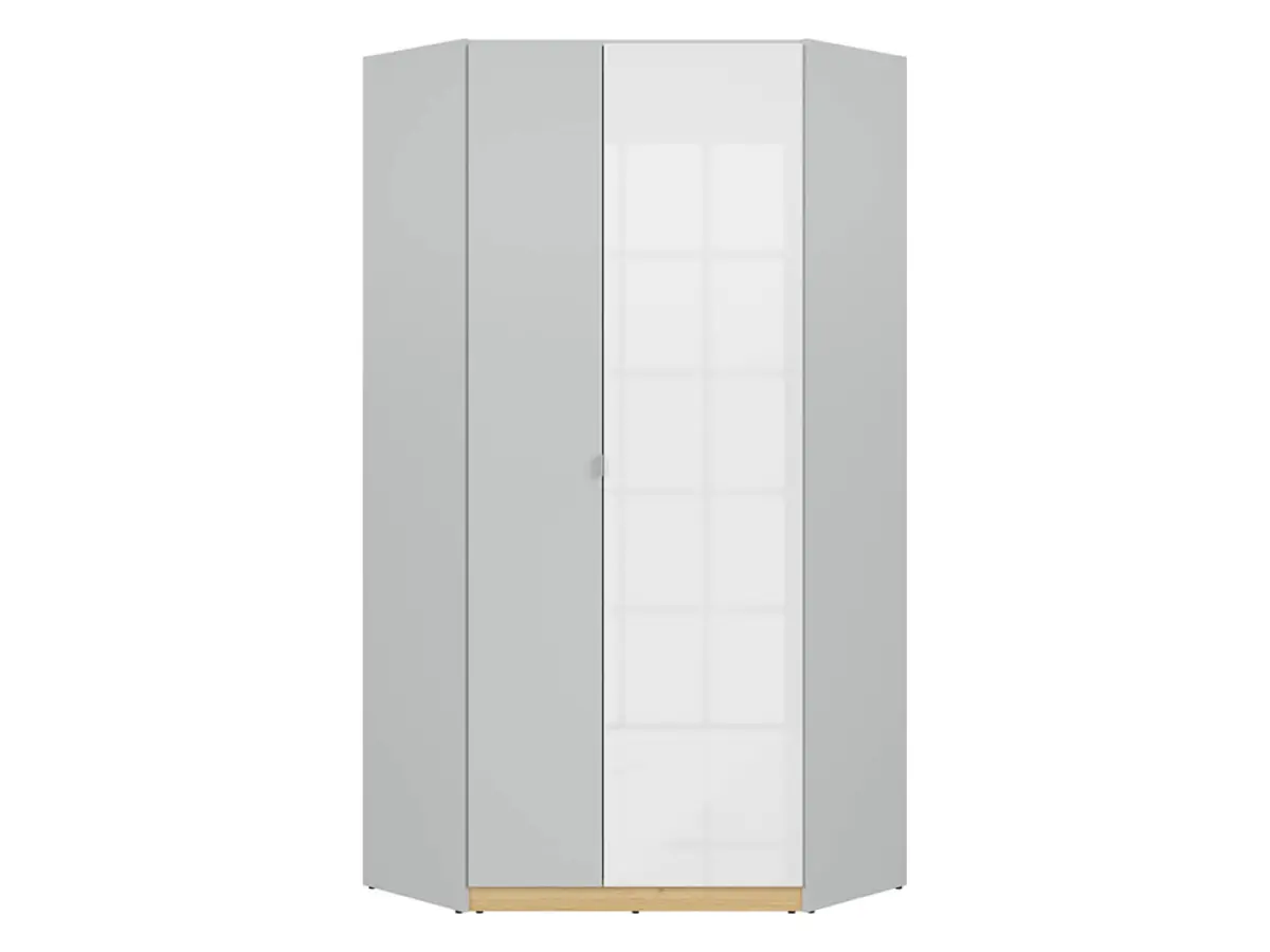 Armario de esquina Nandu 93x93 cm gris claro/roble polaco/blanco brillo