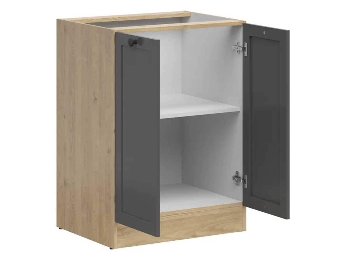 Mueble bajo de cocina Junona Line 60 cm con 2 puertas roble bernstein/grafito