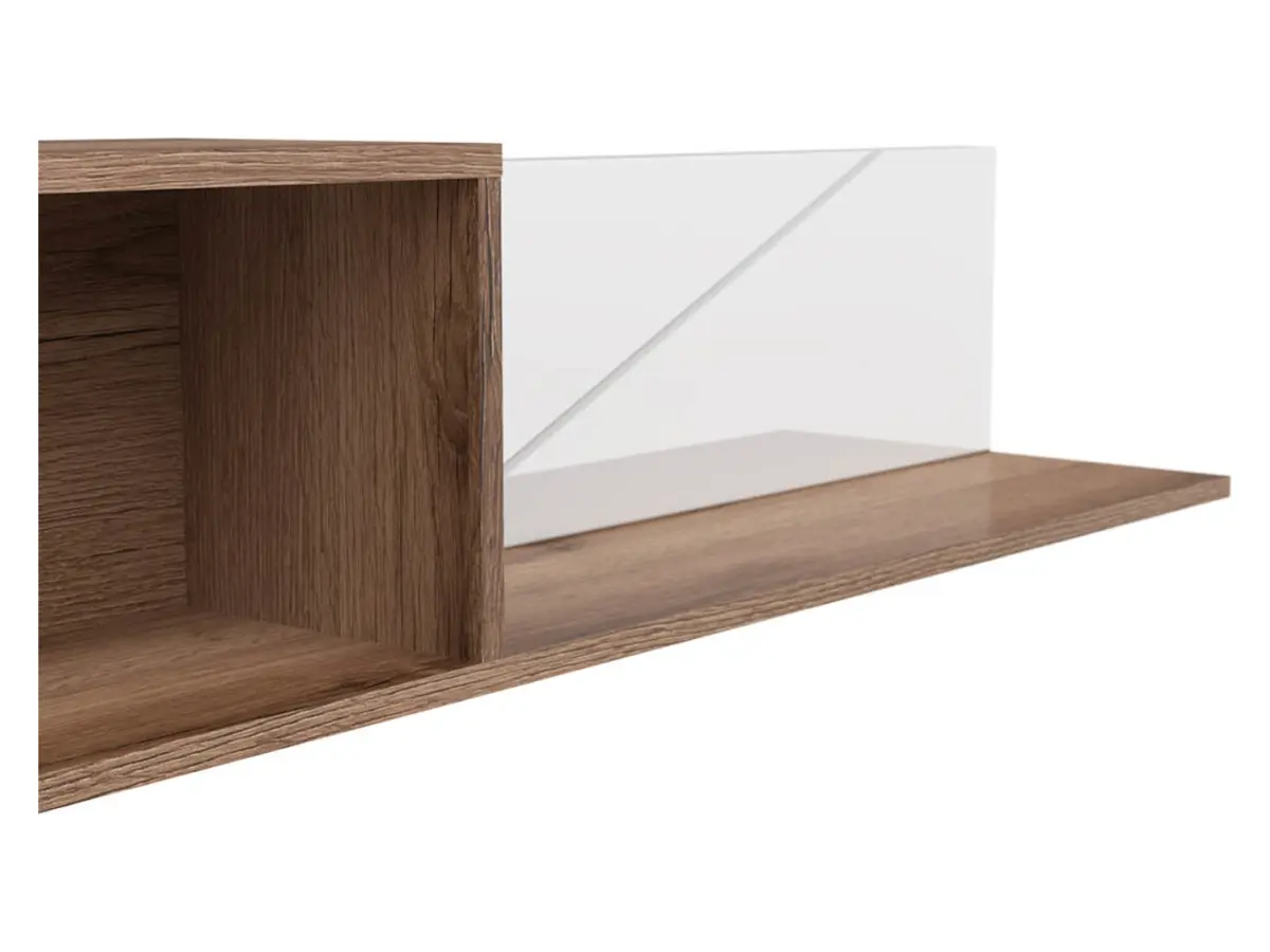Estante de pared Forn 156 cm roble delano oscuro/blanco brillo