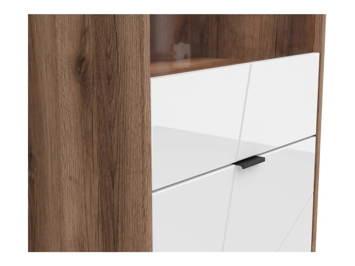 Vitrina Forn 64 cm con 2 puertas roble delano oscuro/blanco brillo