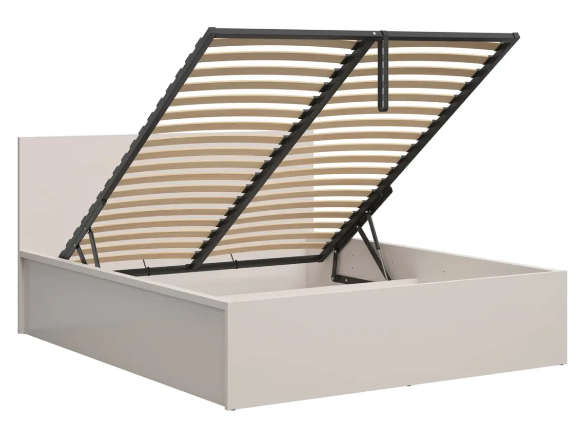Tetrix bed 160x200 with slatted base and storage cashmere